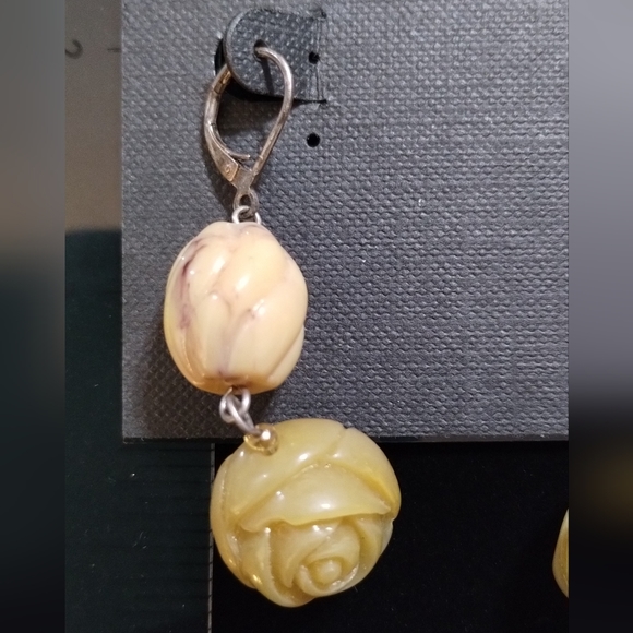 NWT Beautiful Cookie Lee Earrings FAUX‎ JADE Beads  - #152 - Picture 2 of 5